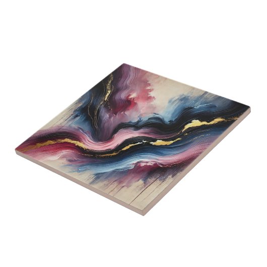 Ethereal Flow – Elegant Abstract Art Ceramic Tile タイル (側面)
