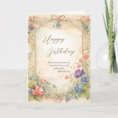Ethereal Flowers on an Ornate Gold Frame Birthday  カード (正面)