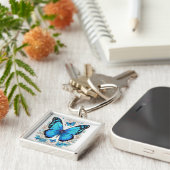 Ethereal Flutter:ミニマリストバタフライシルエット キーホルダー (側面)