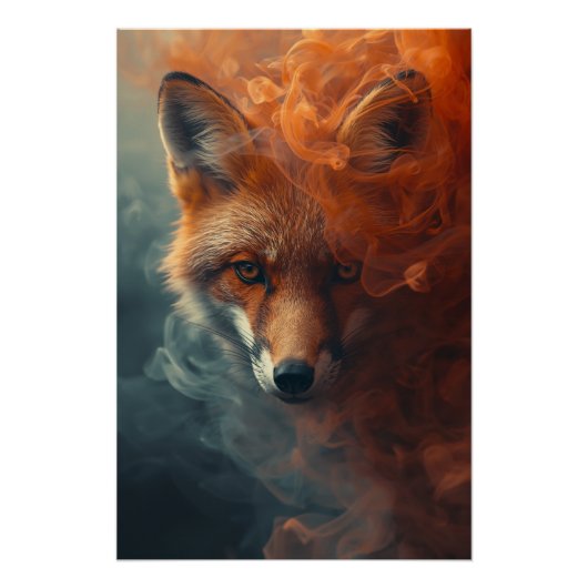 Ethereal Fox in Smoke & Mist – Mystical Poster ポスター (正面)