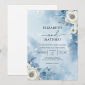 Ethereal Frost Floral Romance Wedding 招待状 (正面/裏面)