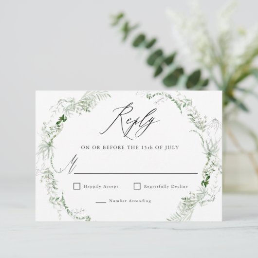Ethereal Garden Greenery Botanical Wedding RSVP (スタンド正面)