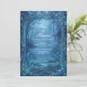 Ethereal Glowing Blue Magic Forest Wedding 招待状 (スタンド正面)