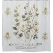 Ethereal Gold & Sage Botanical Collection シャワーカーテン (正面)
