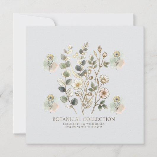 Ethereal Gold & Sage Botanical Collection 招待状 (正面)