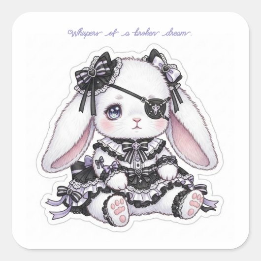 Ethereal Gothic Rabbit - Sadness & Beauty Kawaii  スクエアシール (正面)