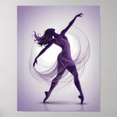 Ethereal Grace Purple Ballet Dancer in Motion ポスター (正面)