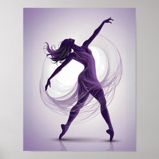 Ethereal Grace Purple Ballet Dancer in Motion ポスター (正面)