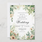 Ethereal Green Botanical Frame Wedding 招待状 (正面)