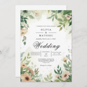 Ethereal Green Botanical Frame Wedding 招待状 (正面/裏面)