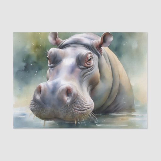 Ethereal Hippo Waterカラー 薄葉紙 (正面)