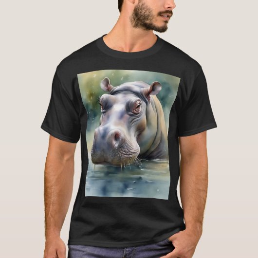 Ethereal Hippo Waterカラー Tシャツ (正面)