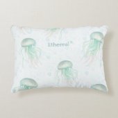 Ethereal jellyfish throw pillow teal アクセントクッション (正面)