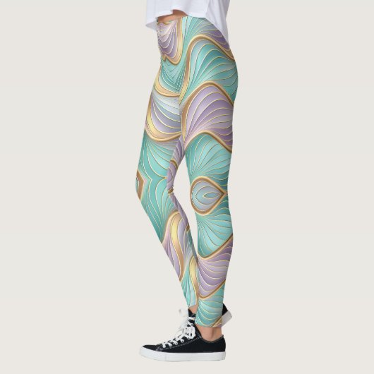 Ethereal Light Waves | Seamless Iridescent  レギンス (左)