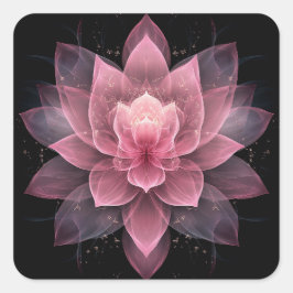 Ethereal Lotus Flower – ライトピンクブラックフローラ スクエアシール