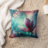 "Ethereal Magnolia:花びら上の雨粒" クッション (ブランケット)