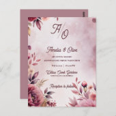Ethereal Mauve Romantic Luxury Wedding Invitation ポストカード (正面/裏面)