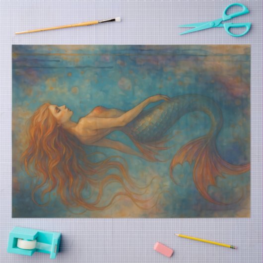 Ethereal Mermaid Siren Fantasy Decoupage 薄葉紙 (クラフト)