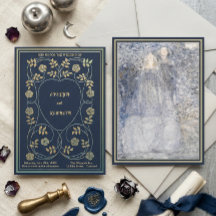 Ethereal Midnight Navy & Gold Vintage Art Nouveau