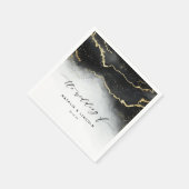 Ethereal Mist グラデーション Black Moody's 結婚 Monogram スタンダードカクテルナプキン (角)