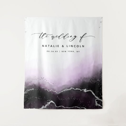 Ethereal Mist Violet写真グラデーションブース背景 タペストリー (正面)