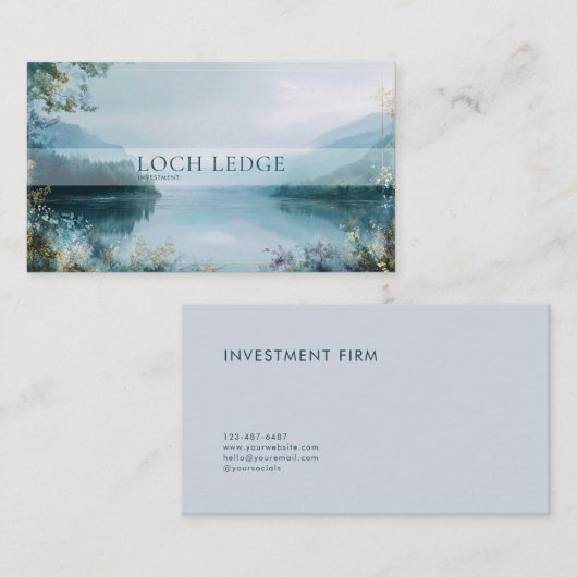 Ethereal Misty Fjord Landscape Gold Frame Serene 名刺 (正面/裏面)