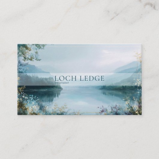 Ethereal Misty Fjord Landscape Gold Frame Serene 名刺 (正面)