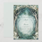 Ethereal Misty Forest Grove Wedding 招待状 (正面/裏面)