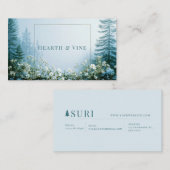 Ethereal Misty Forest White Wildflower Gold Frame 名刺 (正面/裏面)