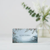 Ethereal Misty Lake Landscape and Vintage Rose 名刺 (スタンド正面)