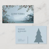 Ethereal Misty Lake Landscape and Vintage Rose 名刺 (正面/裏面)