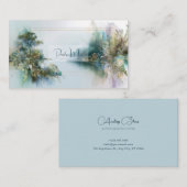 Ethereal Misty River Gold Frame Serene Landscape 名刺 (正面/裏面)