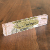 Ethereal Moody Pinkブラック金ゴールドインクイグラムデスク名 デスクネームプレート (側面)