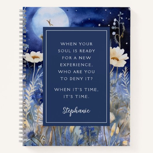 Ethereal Moon and Wildflowers Motivational  ノートブック (正面)
