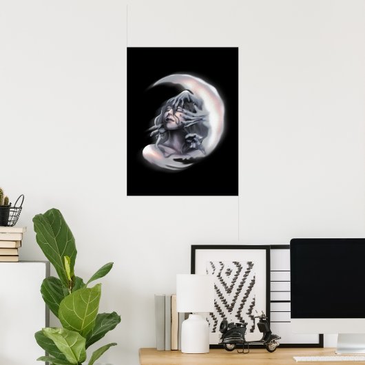Ethereal Moon Goddess Surreal Celestial Wall Art  ポスター (ホームオフィス)