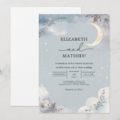 Ethereal Moonlit Floral Wedding 招待状 (正面/裏面)