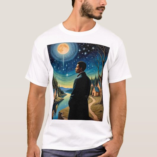 Ethereal Moonlit Reflection Surreal Art Tシャツ (正面)