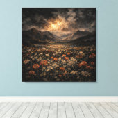 Ethereal Mountain Glow Impasto Landscape Canvas キャンバスプリント (インサイチュ (ウッドフロア))