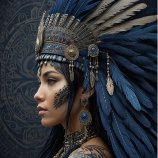 Ethereal Native girl with headdress  薄葉紙