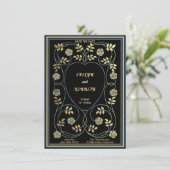 Ethereal Navy & Gold Vintage Art Nouveau Wedding セーブザデート (スタンド正面)