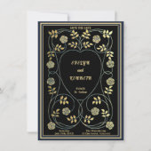 Ethereal Navy & Gold Vintage Art Nouveau Wedding セーブザデート (正面)