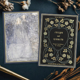 Ethereal Navy & Gold Vintage Art Nouveau Wedding セーブザデート