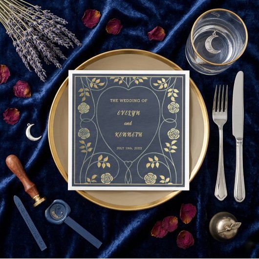 Ethereal Navy Vintage Art Nouveau Wedding