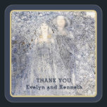 Ethereal Navy Vintage Art Nouveau Wedding  スクエアシール<br><div class="desc">Set a tone of timeless romance with this ethereal wedding invitation, featuring the iconic artwork 'The Silver Apples of the Moon' by renowned Scottish artist Margaret MacDonald Mackintosh (circa 1912). Inspired by the hauntingly beautiful poetry of W.B. Yeats, this design captures a dreamlike world in muted blue, silver, and gold...</div>