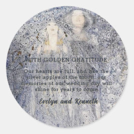 Ethereal Navy Vintage Art Nouveau Wedding  ラウンドシール