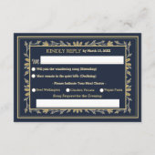 Ethereal Navy Vintage Art Nouveau Wedding RSVP エンクロージャーカード (裏面)
