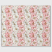 Ethereal pastel pink and gold floral gift wrap ラッピングペーパー (フラット)