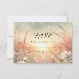 Ethereal Pastel Wildflower Field Wedding 出欠カード