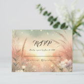 Ethereal Pastel Wildflower Field Wedding 出欠カード (スタンド正面)