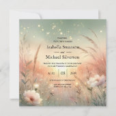 Ethereal Pastel Wildflower Field Wedding 招待状 (正面)